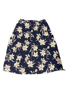 Jaclyn Smith Soft Surroundings  Navy Midi Skirt with Cream Floral Pattern plus24